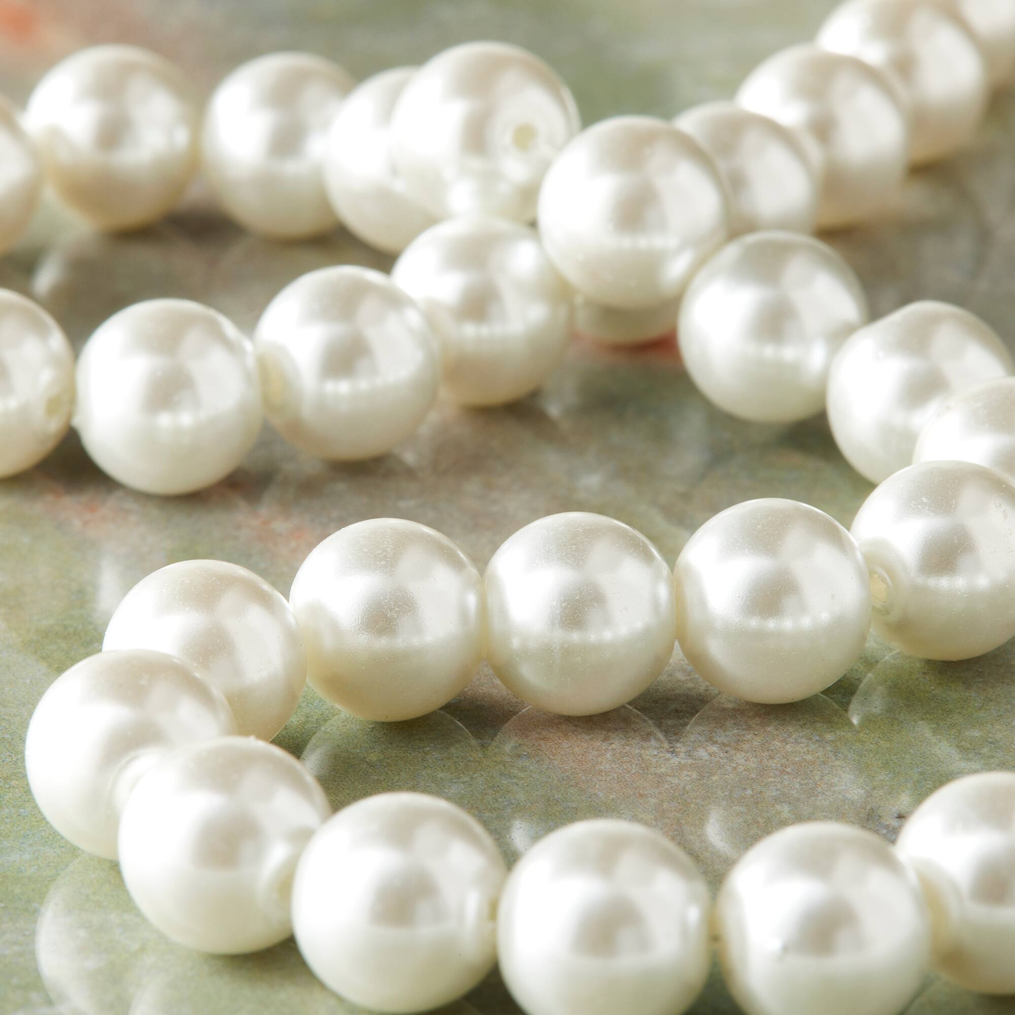 9 Packs: 72 ct. (648 total) Glass White Pearl Round Beads, 10mm by Bead Landing™